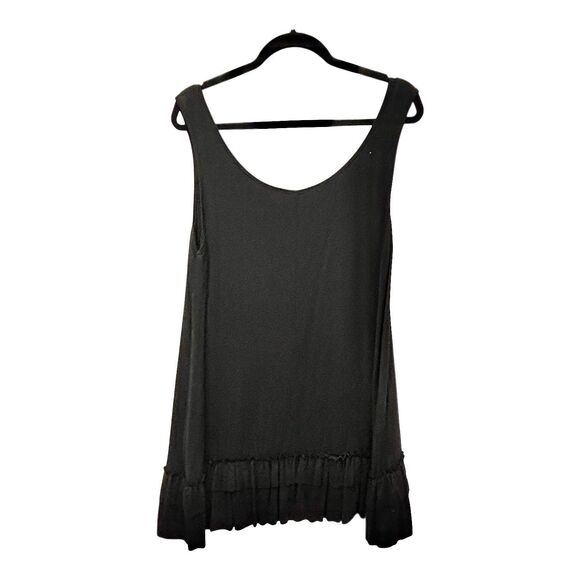 EASEL Tank Dress 2 Tier Ruffled Black Knit Hem Extender Swing Dress - Picture 3 of 6
